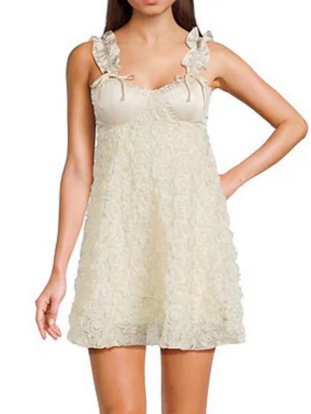 NWOT Ivory Floral Mini Dress
